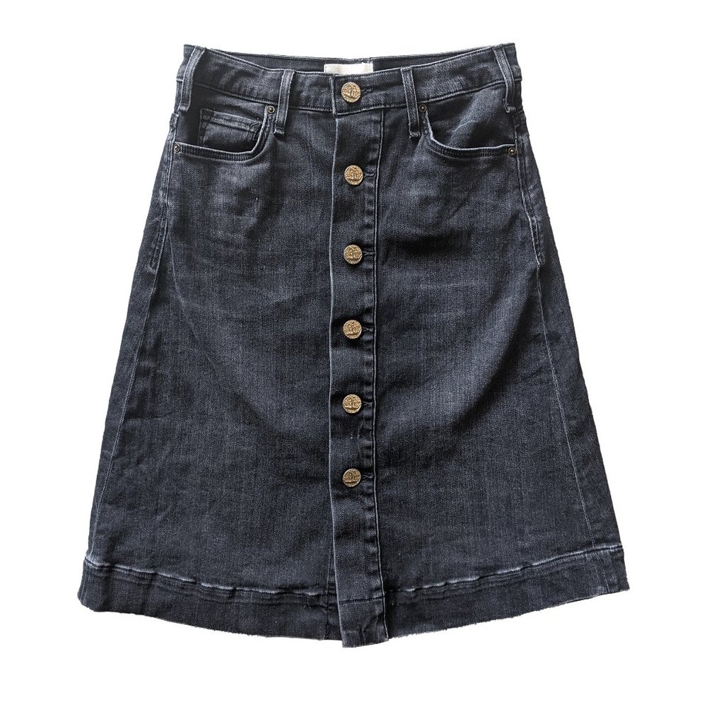 McGuire Columbier Black Button Down Jean Skirt